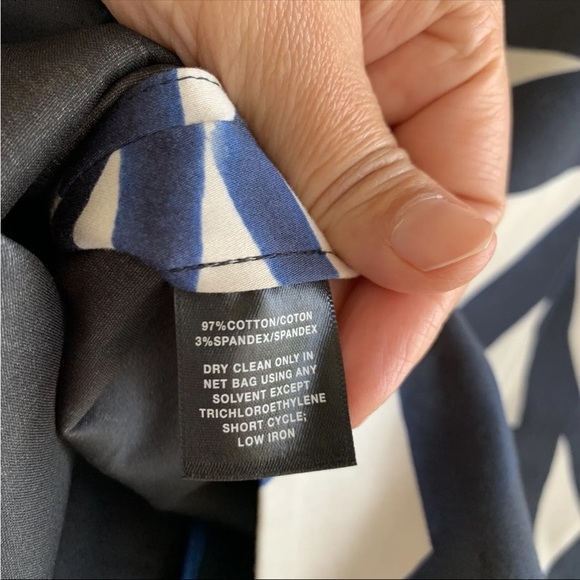 Lafayette 148 New York Blue Cream Blazer Jacket M One Button Cotton Blend - Picture 10 of 10